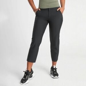 Athleta Stellar Straight Crop Pant Black Cropped Trousers Size 8 T Tall